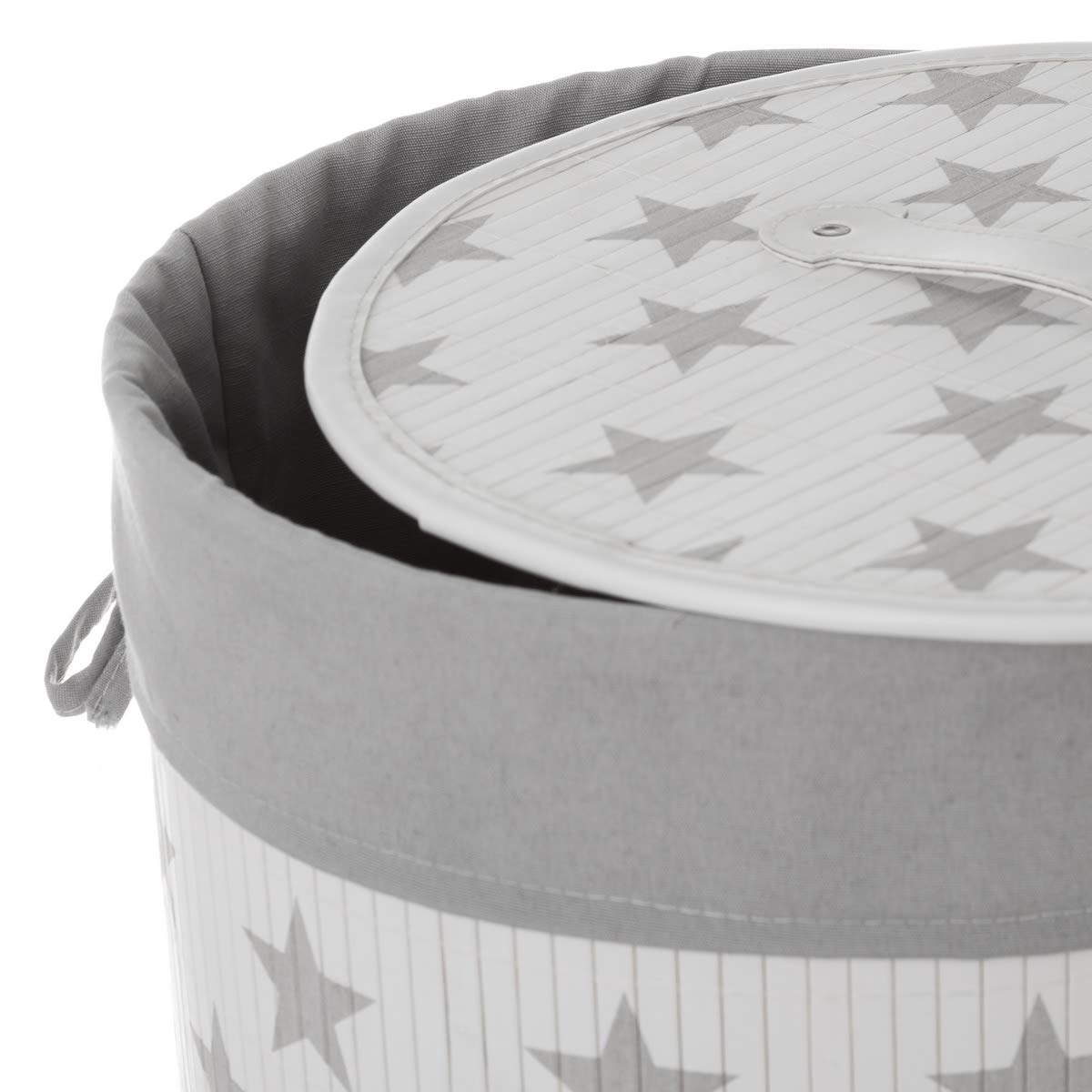 Cesto de Ropa de bambú Blanco de 50x35x35 cm