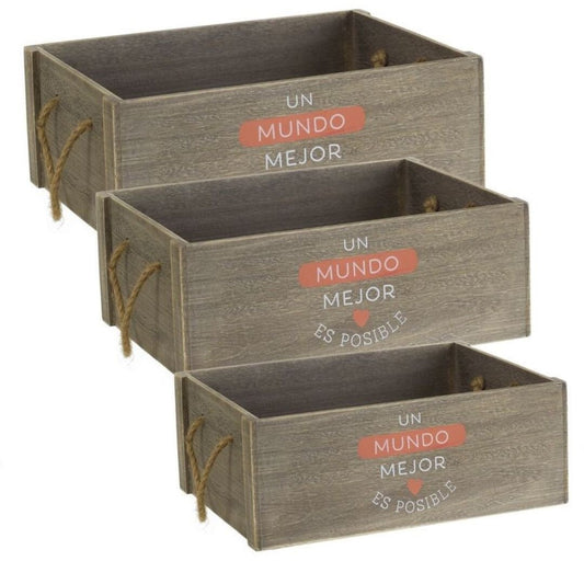 JGO. 3 CAJAS DE MADERA "UN MUNDO"