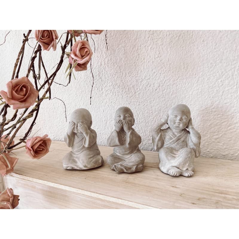 Figura Buda Cemento 12cm Pack 3