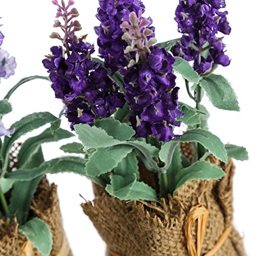 Pack 3 Plantas Artificial Lavanda Poliester con Tela de Saco