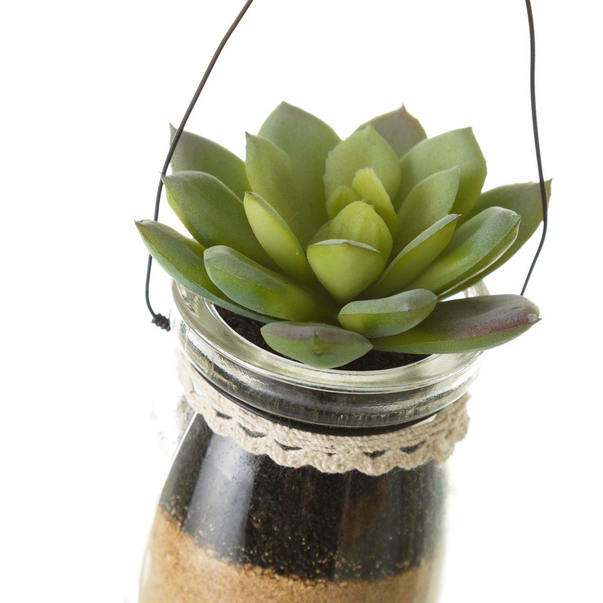 Pack 4 Cactus artificial 4/m plástico 5,50 x 5,50 x 10 cm maceta de cristal.