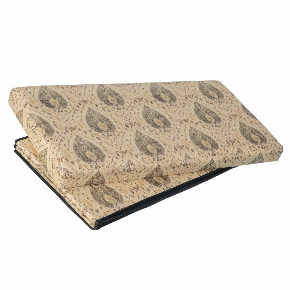 Puff plegable oriental verde de madera para salón Sol Naciente