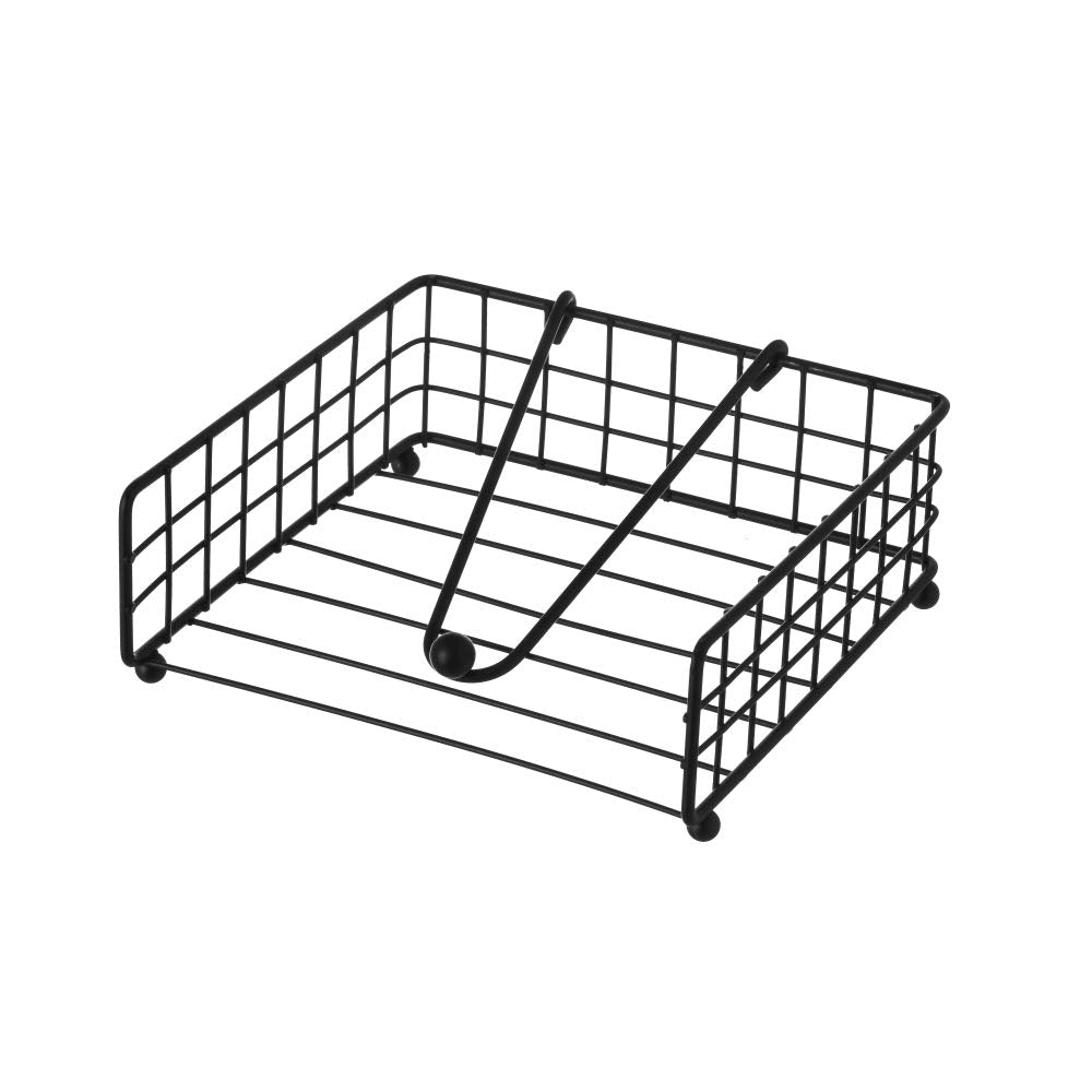 Servilletero cuadrado negro industrial de metal de 19x19x7 cm