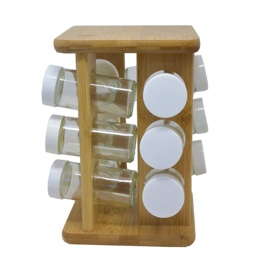 Especiero bambú con 12 botes (23.5x15x15)