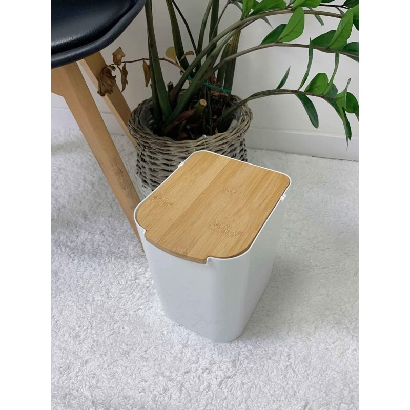 Papelera baño de poliestireno Tapa de bambú Capacidad de 5 litros