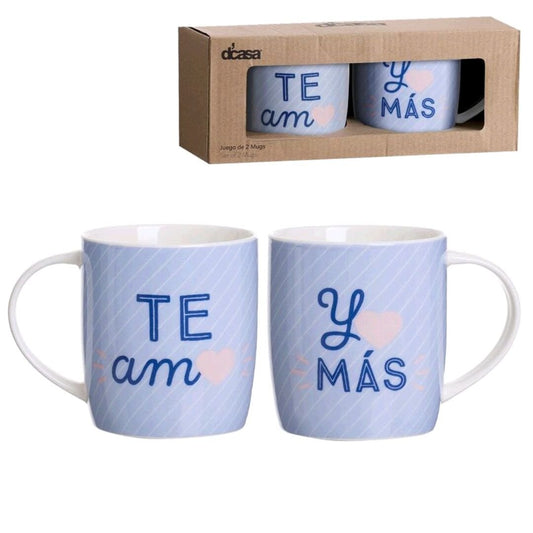 Set de Mugs, Cerámica, Azul, 25x10x10 cm, 2 Unidades