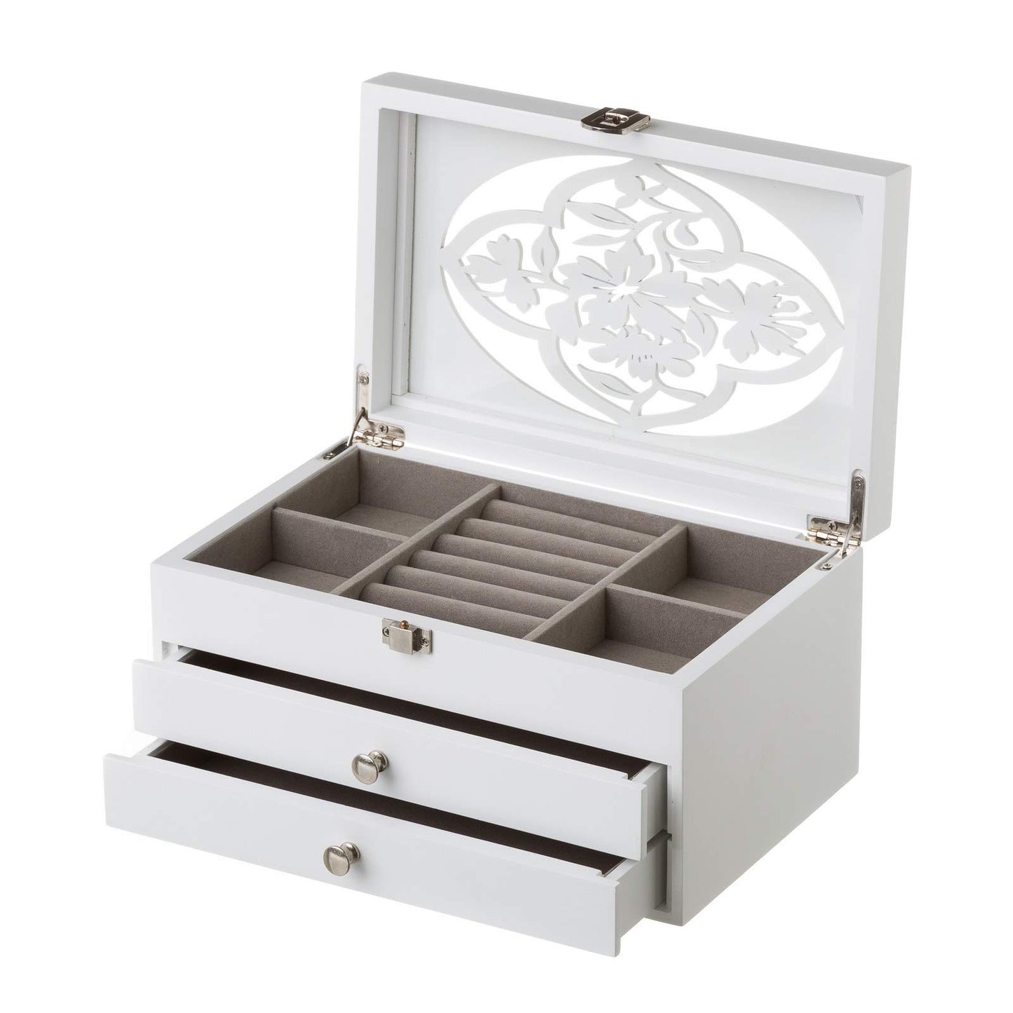 Joyero de Madera con 2 cajones Blanco romántico para Dormitorio Fantasy