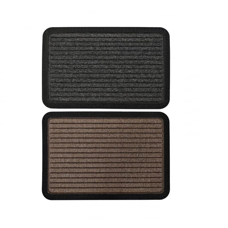 Felpudo Esterilla Poliester Antideslizante con Borde Goma 60x40cm 2 Colores Gris/Marron