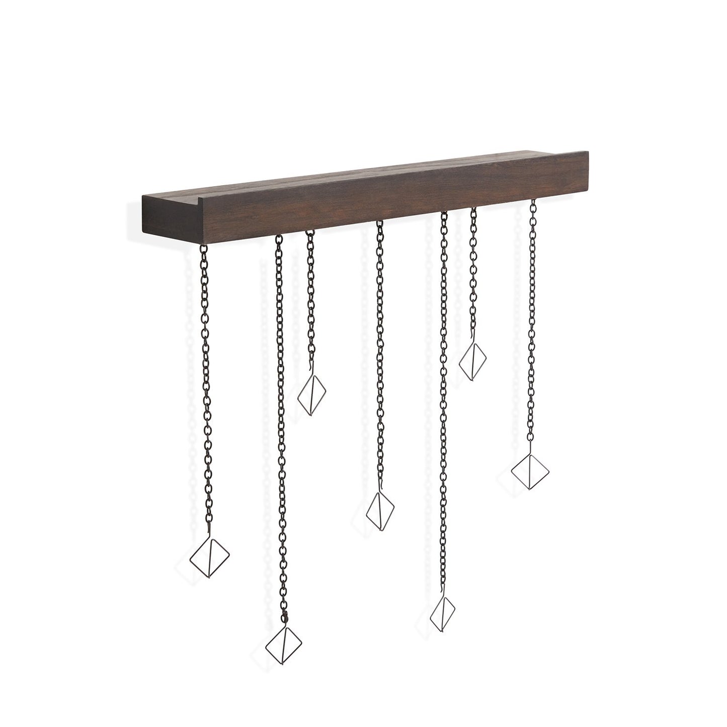 cascada Photo Display. Portafotos de cascada, acabado de madera nogal, y pequeña estante. Dimensión 35,7 x 35,6 x 6,3 cm