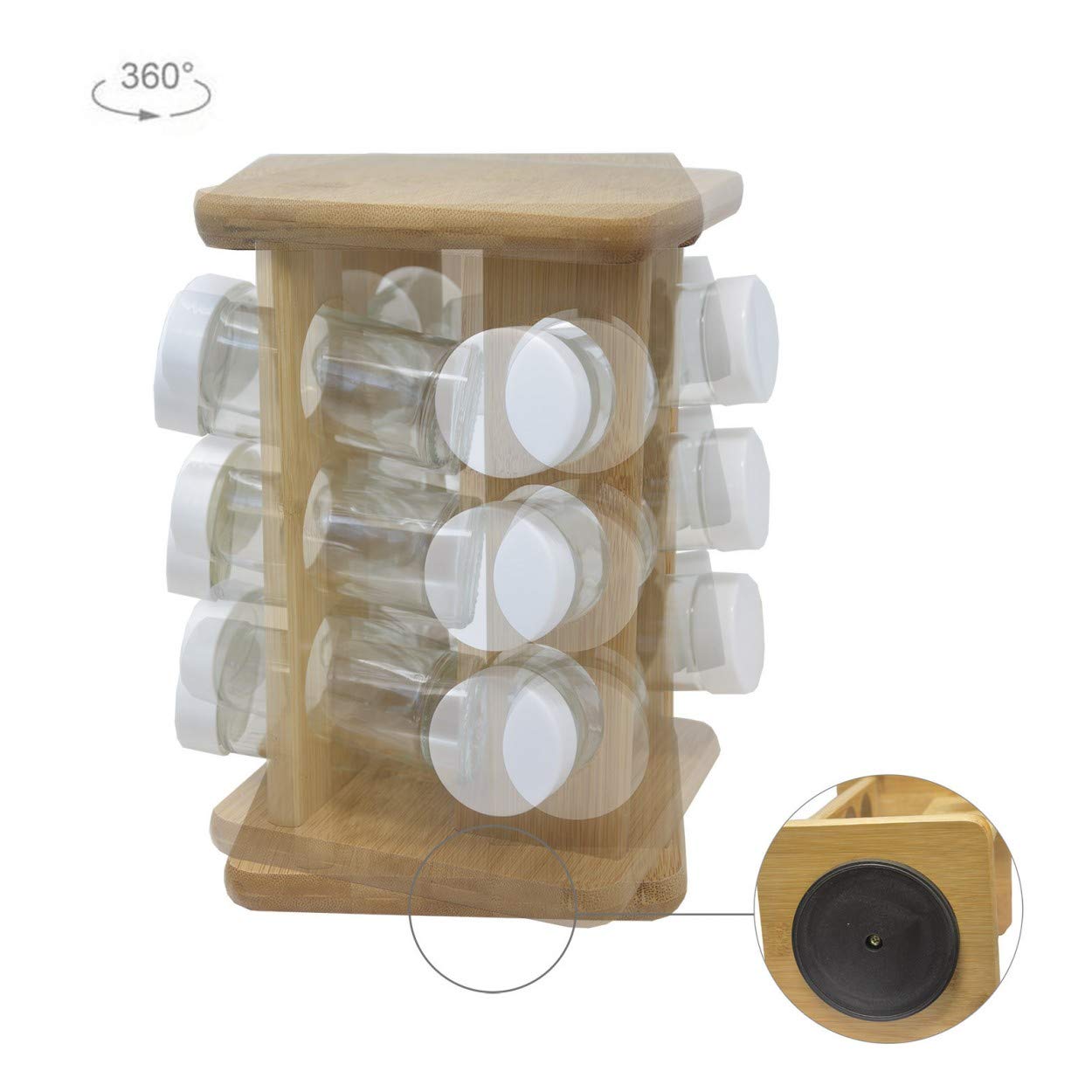 Especiero bambú con 12 botes (23.5x15x15)