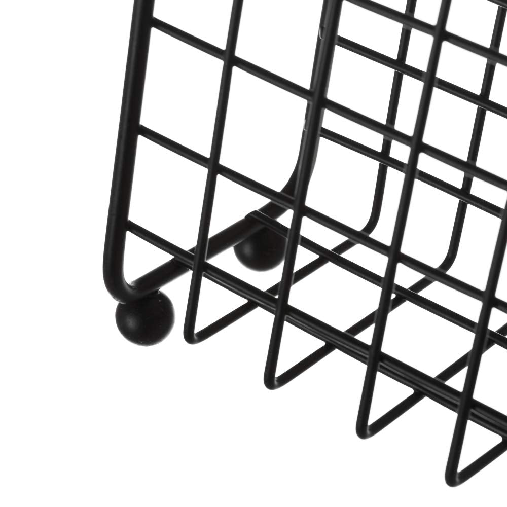 Servilletero vertical negro industrial de metal de 14x7x12 cm