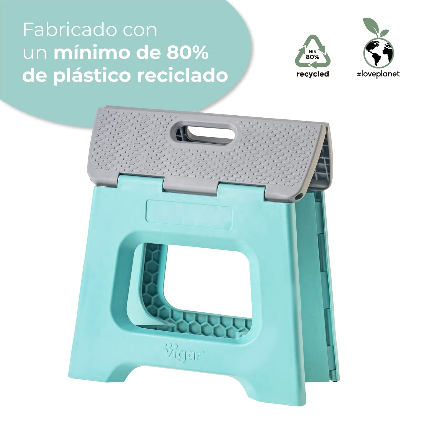Taburete Plegable - 23 cm de Altura - 80% Plástico Reciclado - Ideal Cocina, Baño y Camping - Escalón Peldaño Infantil