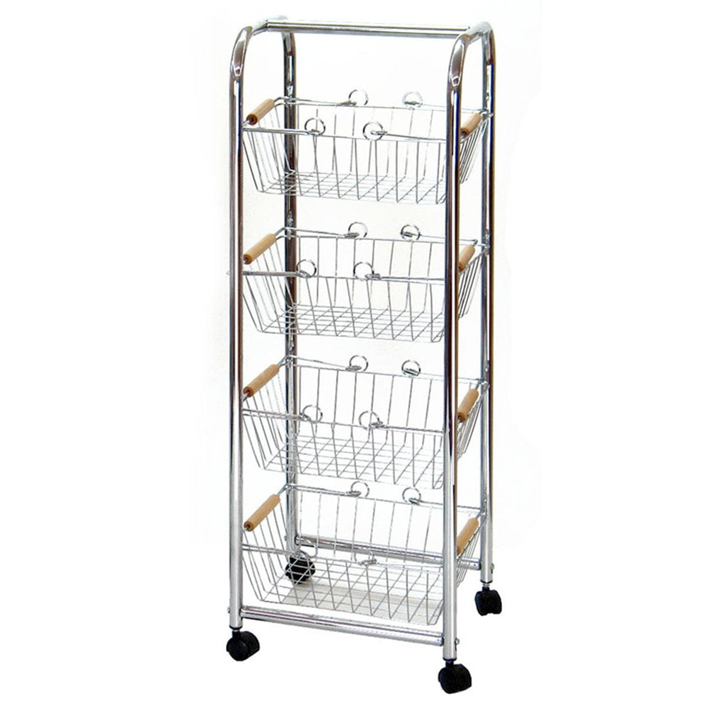 Carro verdurero 4 cestas hierro cromado 27,50 x 26 x 78 cm .