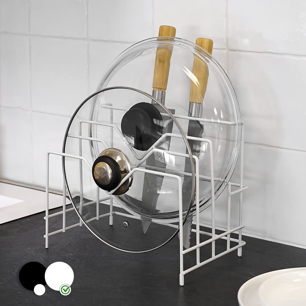 Organizador para tapas blanco de metal de 26x19x21 cm