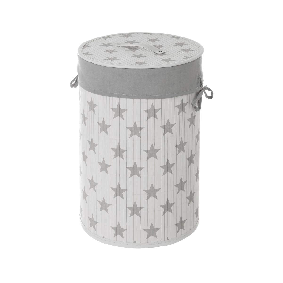 Cesto de Ropa de bambú Blanco de 50x35x35 cm