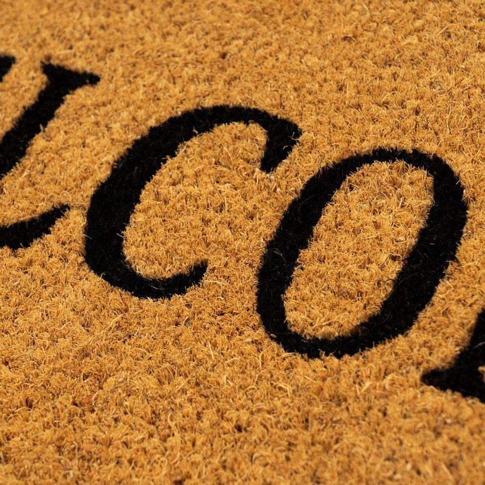 Felpudo Negro exótico de Fibra de Coco Natural de 40x60 cm (Welcome)