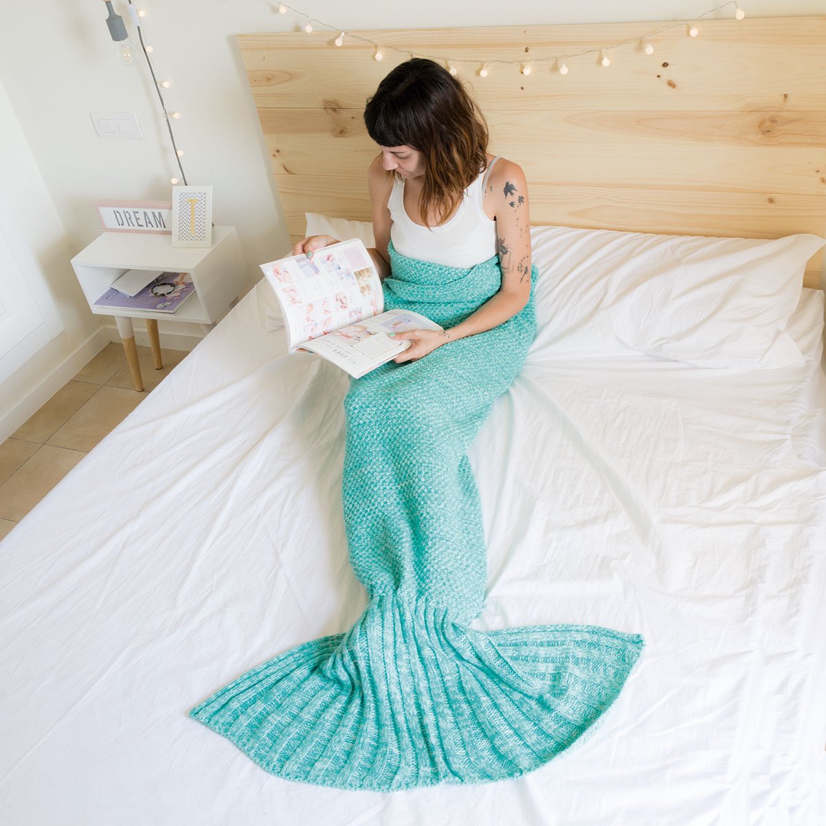 Fisura Manta Sirena Verde Menta 180x90cm 600gr Cola Sirenita Adulto Mujer Super Suave, Poliester, Grande