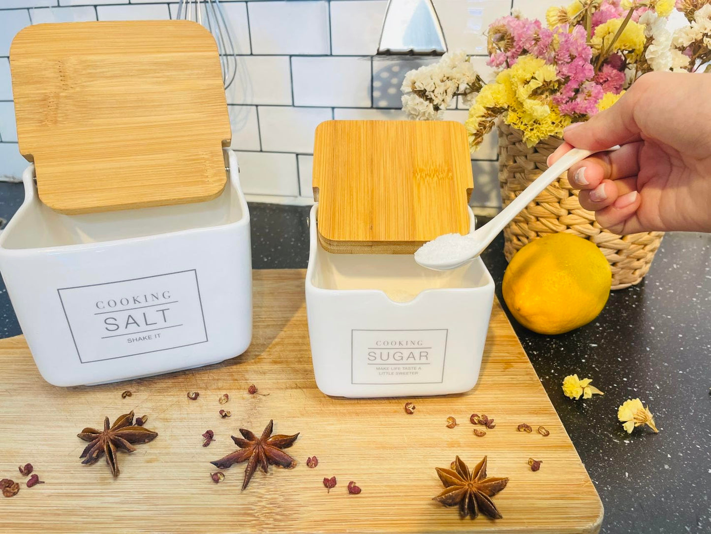 Salero y azucarero Dolomite Bambu Frase