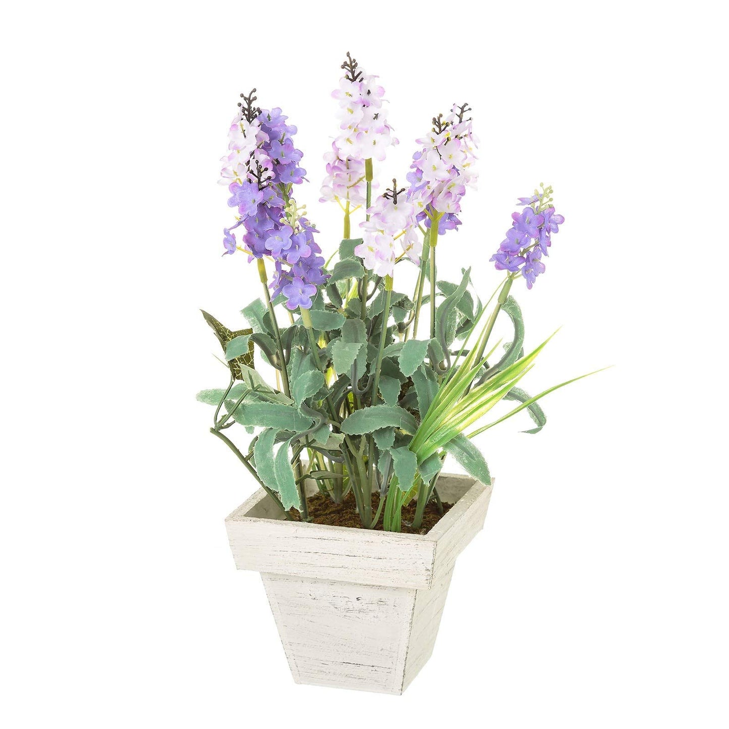 Planta Artificial Lavanda Decorada Maceta Madera