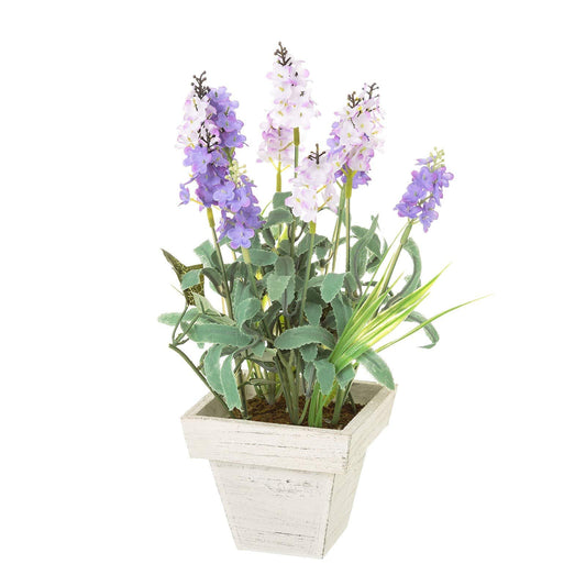 Planta Artificial Lavanda Decorada Maceta Madera