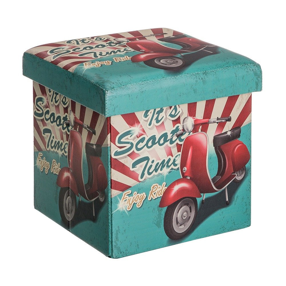 Puff Plegable Pop Azul de PU para Dormitorio Iris