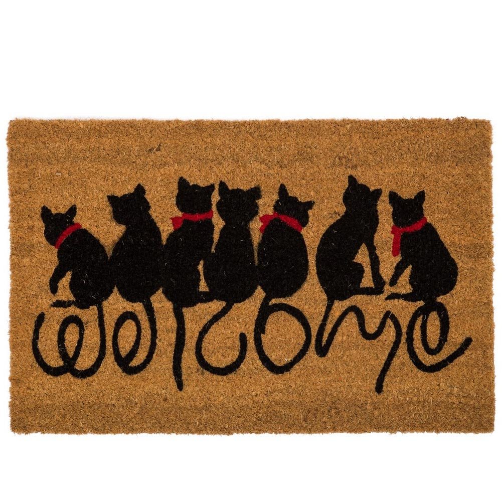 Felpudo Original Welcome Cats Diseño de Gatos de Fibra de Coco