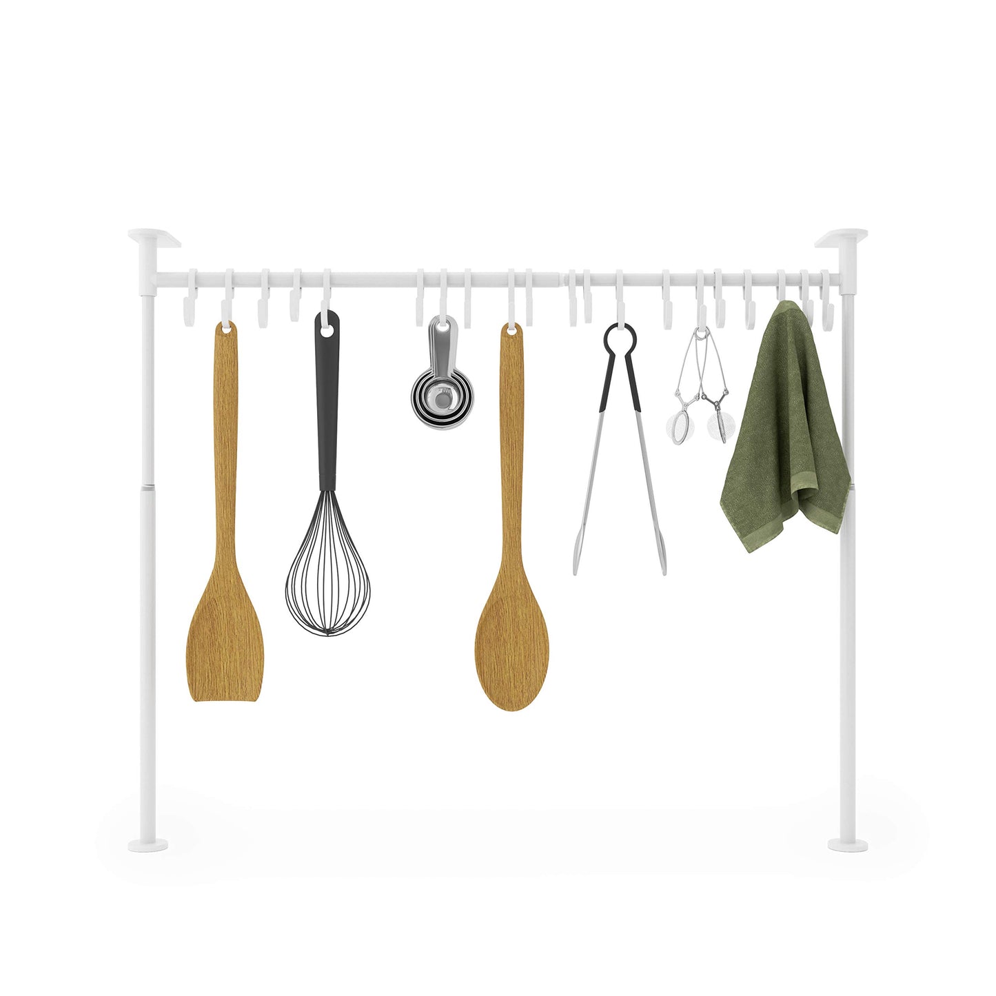 Anywhere, organizador de cocina con recipiente para utensilios y barras de tensión, Blanco