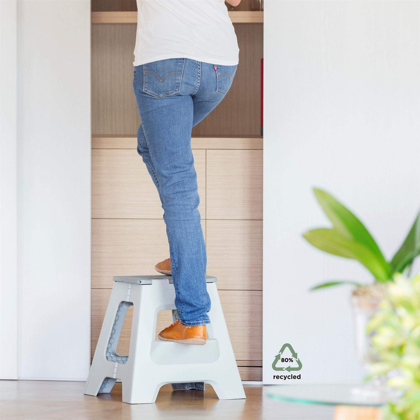 Taburete Plegable - Modelo Compact - 40 cm de Altura - 80% Plástico Reciclado - Cocina, Baño y Camping - Resiste hasta 150 kg