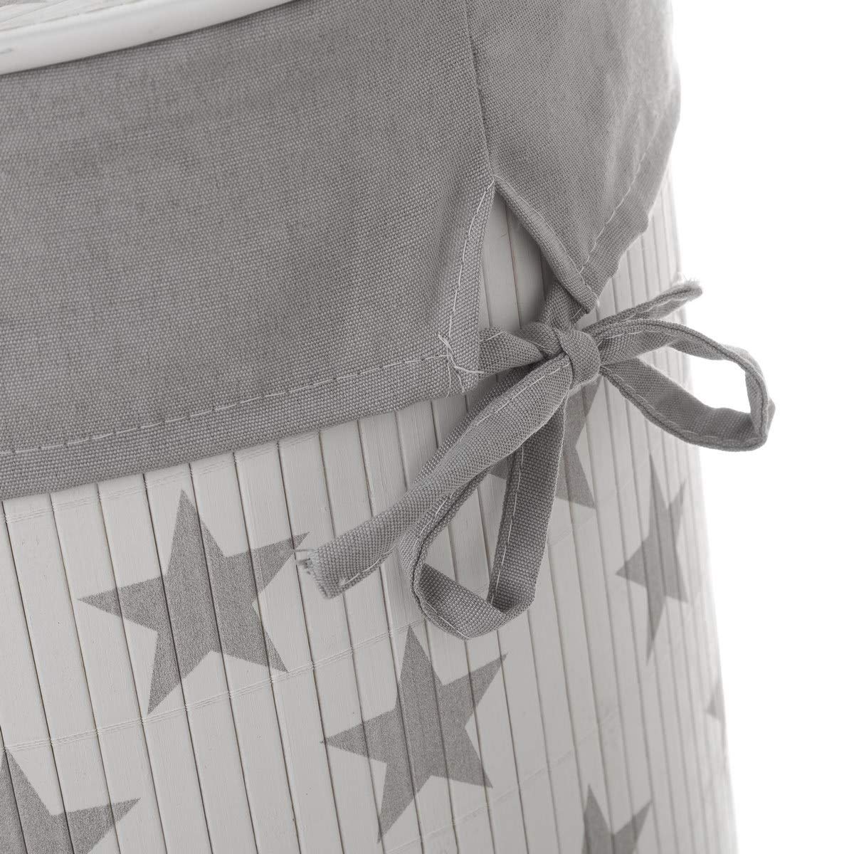 Cesto de Ropa de bambú Blanco de 50x35x35 cm