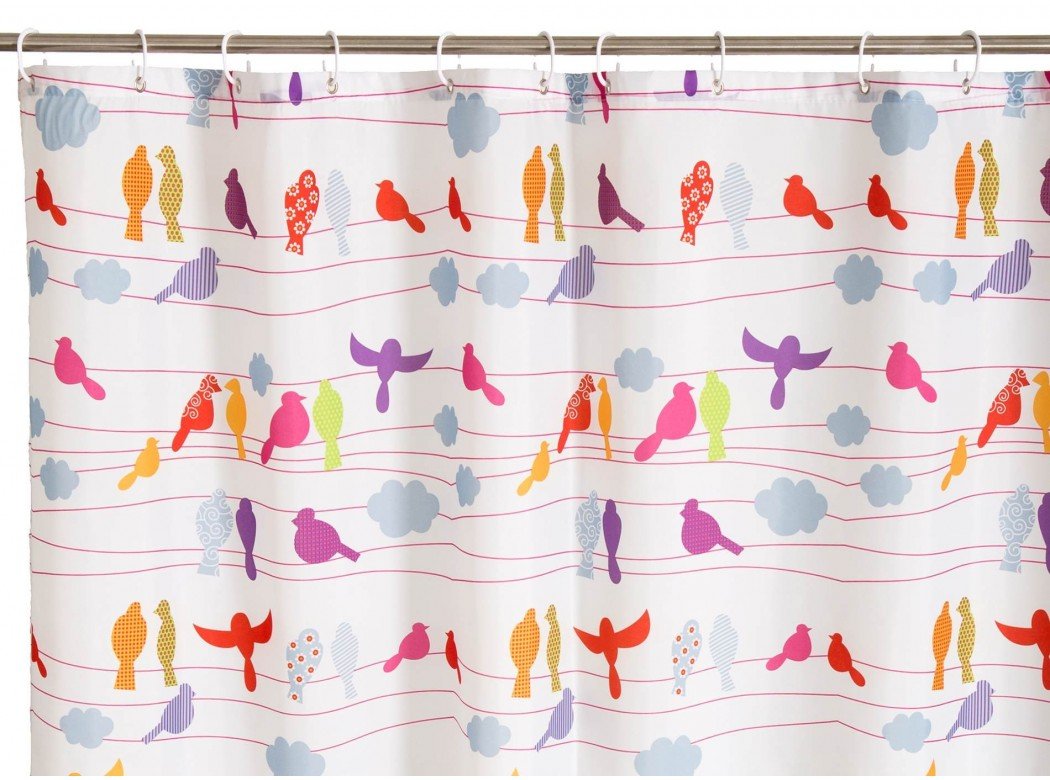 Cortina baño moderno diseño original "cuco" 100% poliester 180 x 200 cm