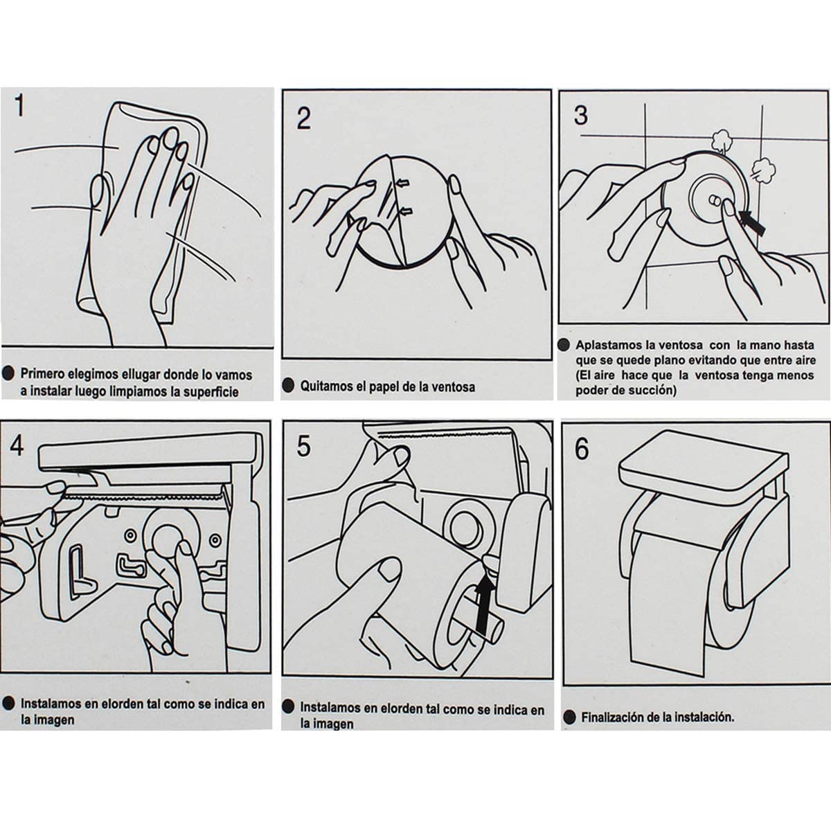 Portarrollos para Papel Higiénico de Pared con Ventosas de Fijación, Estante de Almacenamiento y Corte, Blanco