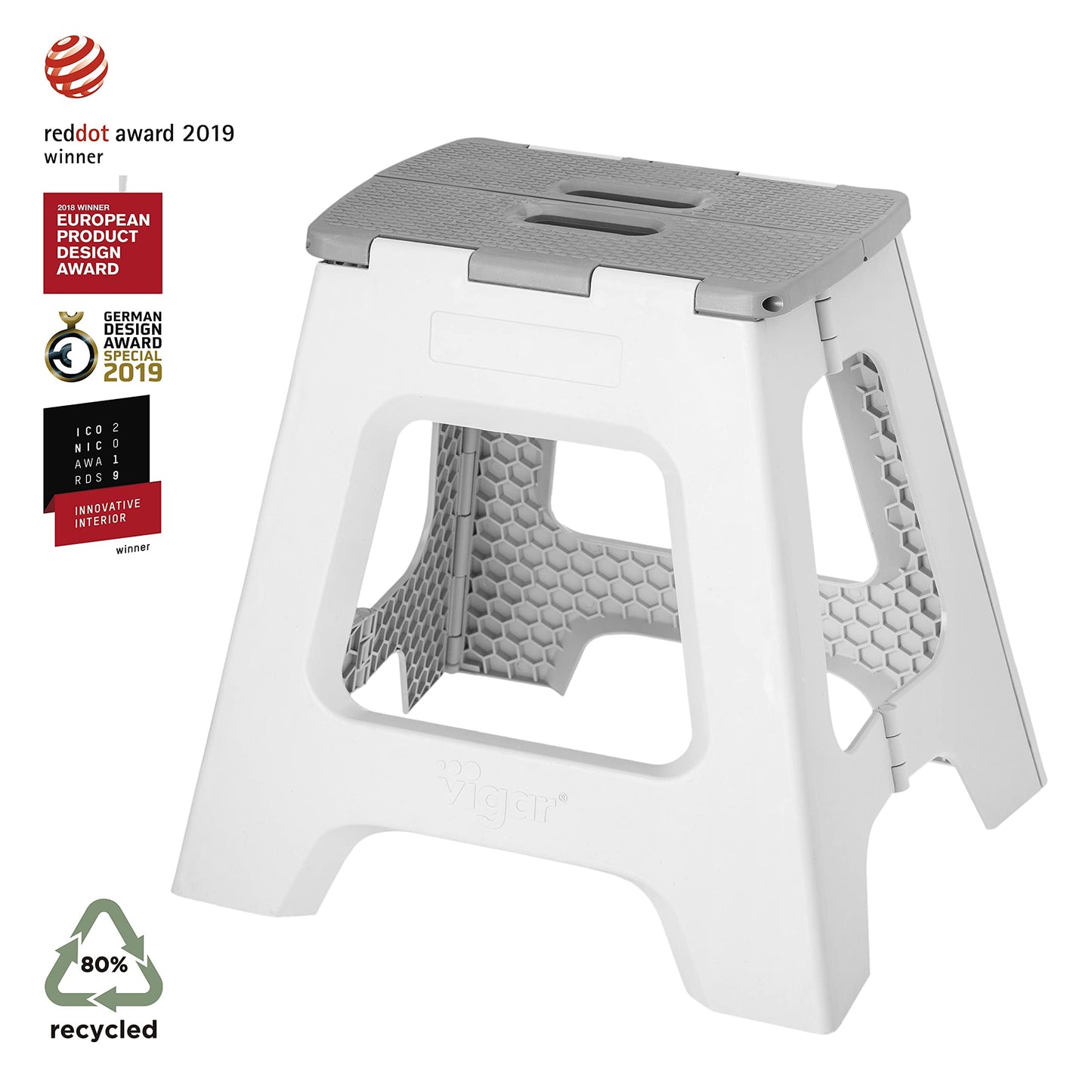 Taburete Plegable - Modelo Compact - 40 cm de Altura - 80% Plástico Reciclado - Cocina, Baño y Camping - Resiste hasta 150 kg