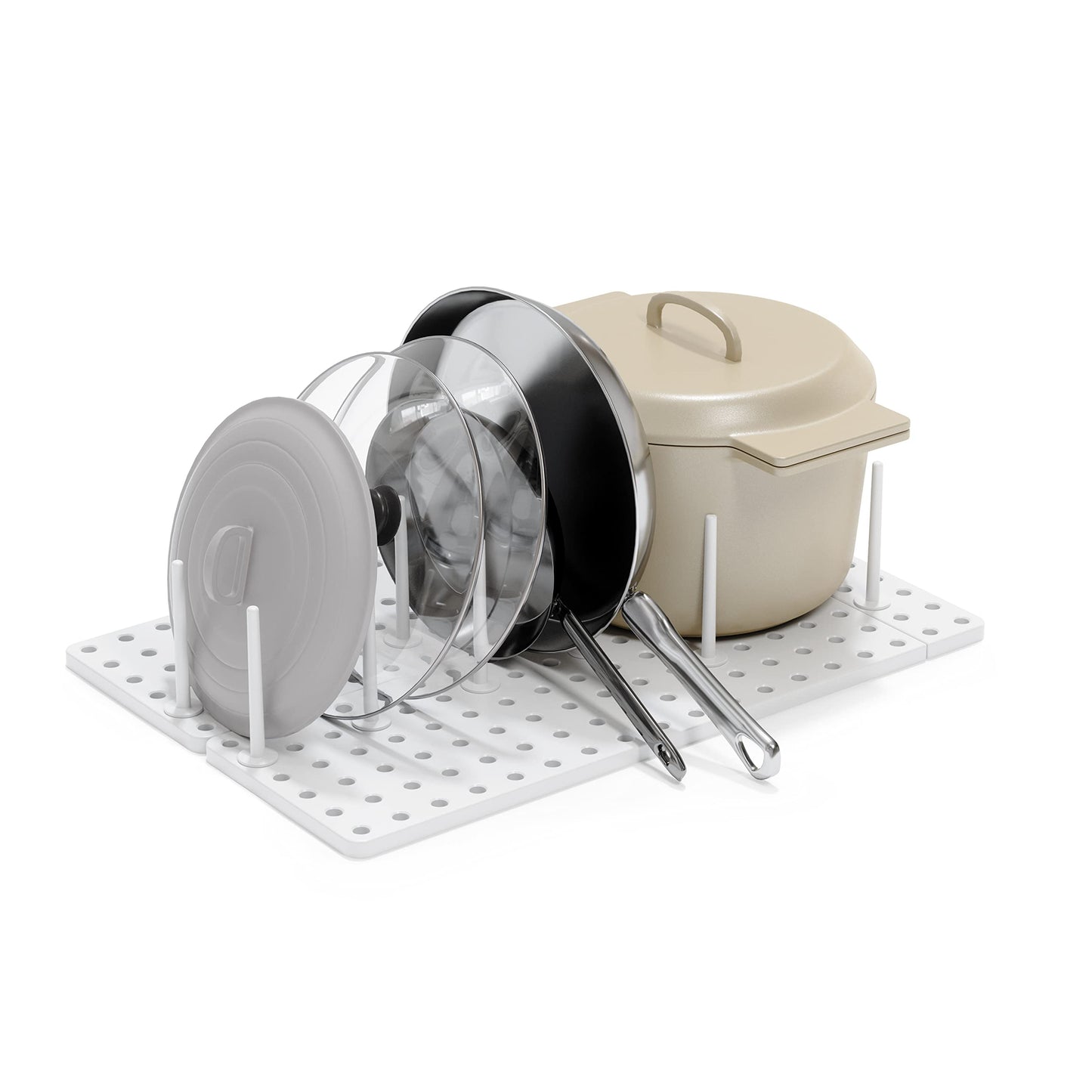 Peggy Bandeja organizadora para Utilizarse en alacenas, repisas o cajones-Sistema de Almacenamiento Ajustable, Blanco, 2