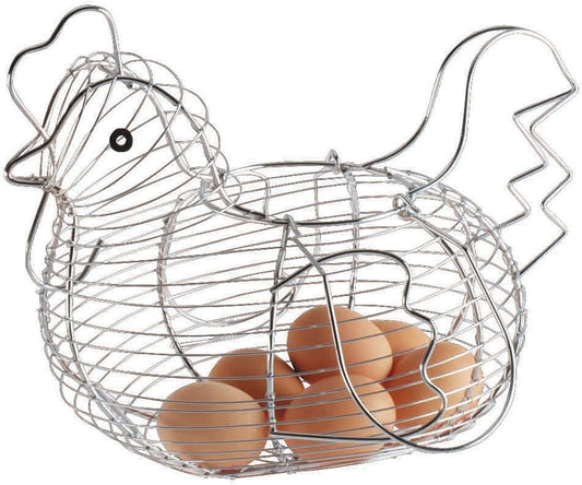 Huevera de gallina clásica plateada de metal para cocina Basic
