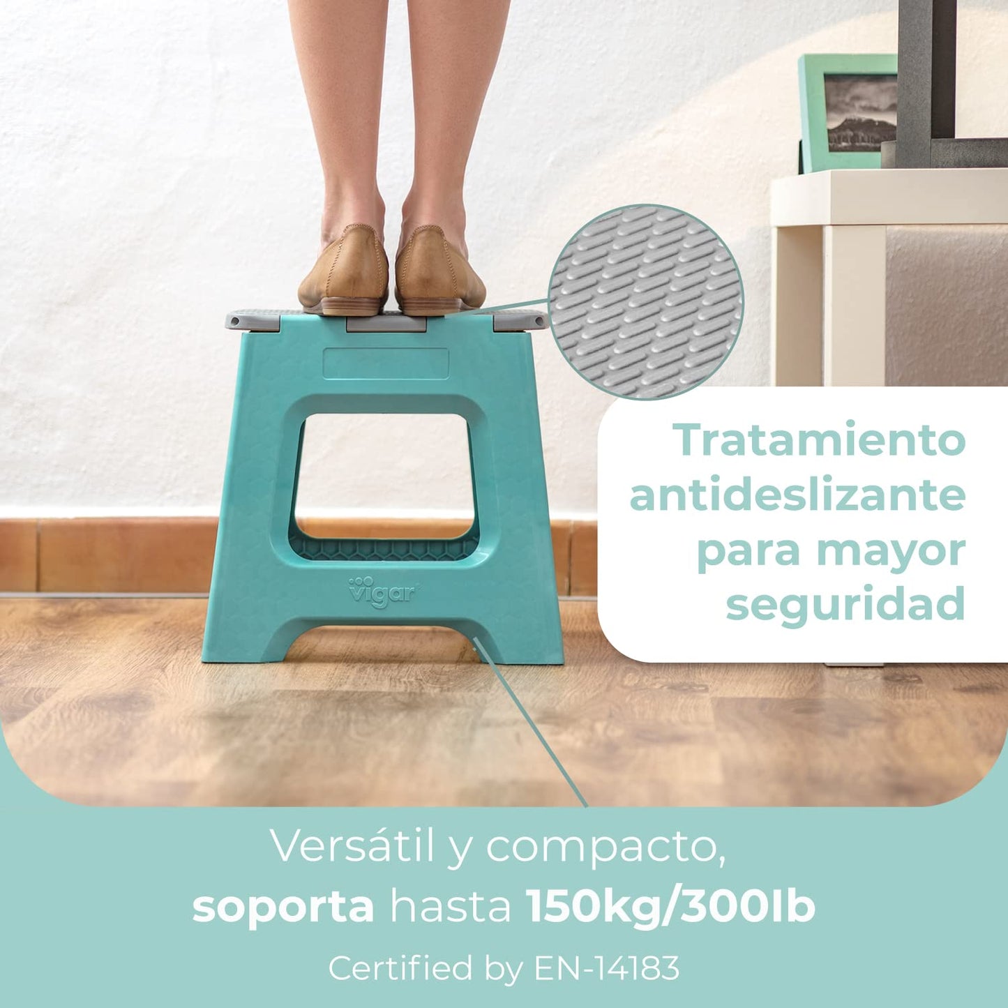 Taburete Plegable - 23 cm de Altura - 80% Plástico Reciclado - Ideal Cocina, Baño y Camping - Escalón Peldaño Infantil