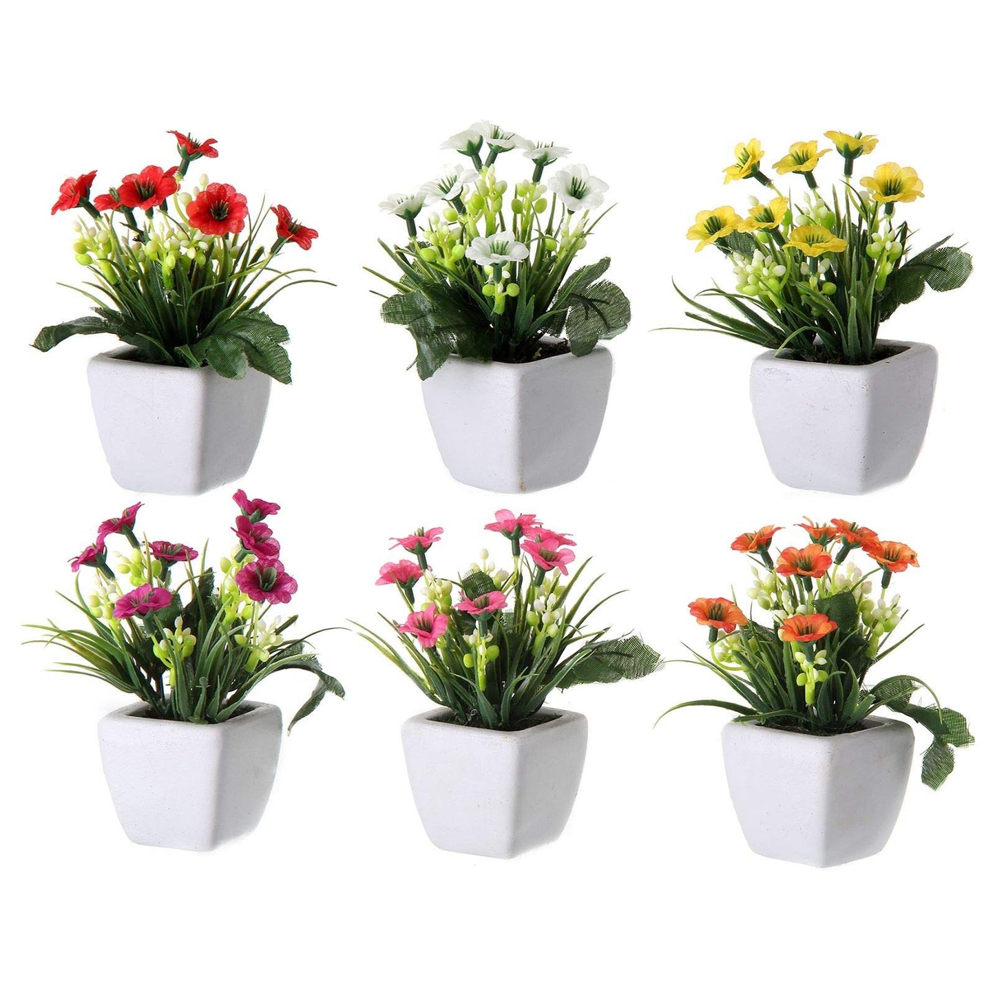 Juego 6 macetita Margarita 6/c Poliester 5x5x12,5 cm.