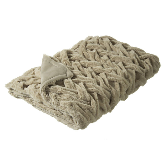 Manta de sofá clásica beige de poliéster para salón France 170 x 130 cm