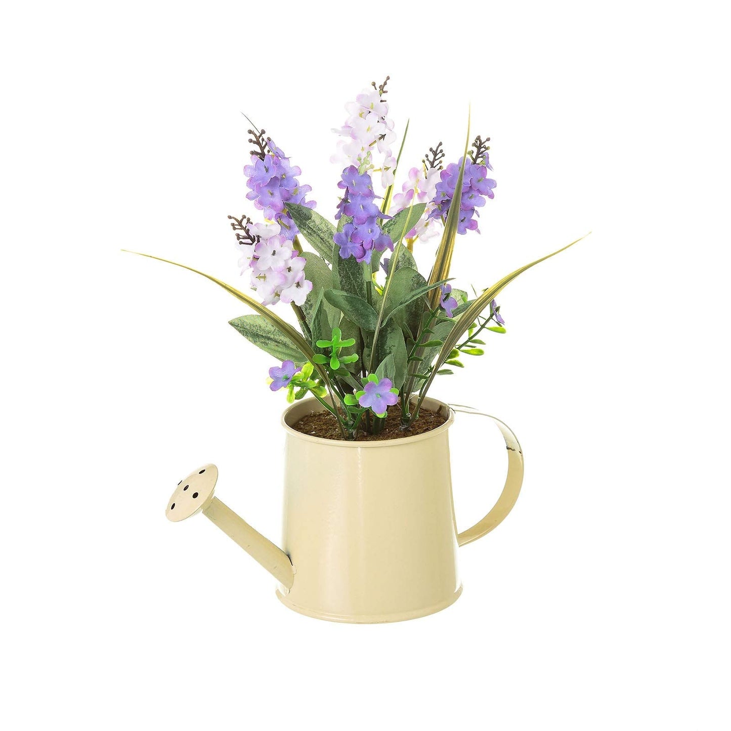 Planta artificial lavanda poliester en maceta metal beige