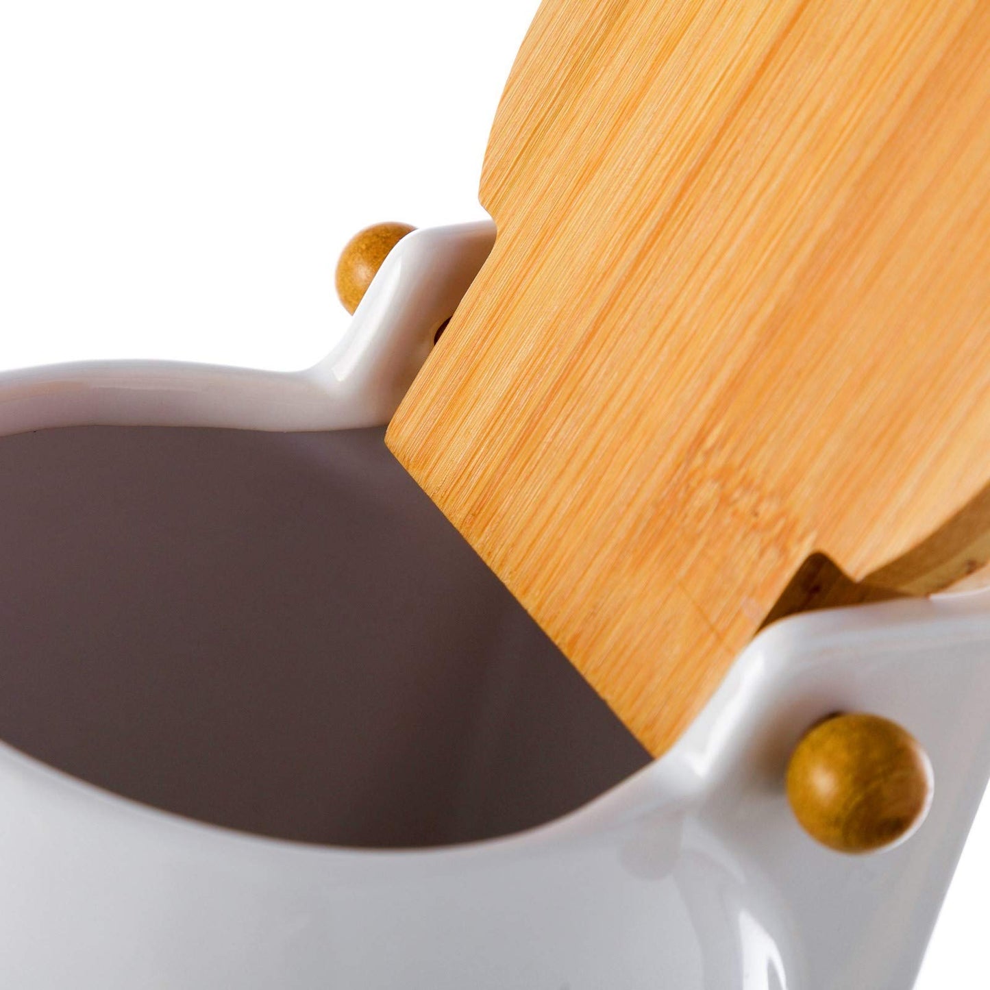 Salero cuadrado de cerámica con tapa de bambú 13 x 12 x 11 cm