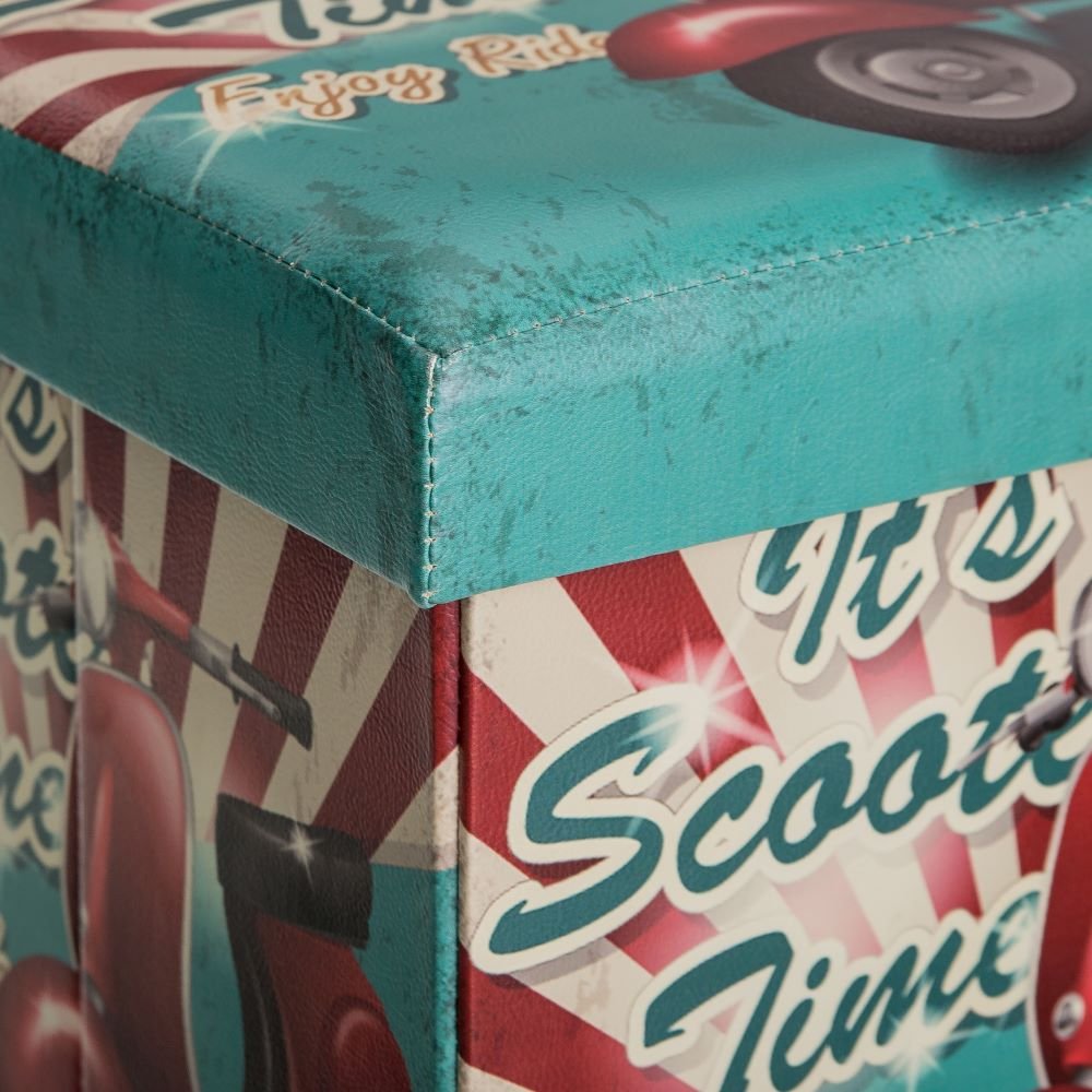 Puff Plegable Pop Azul de PU para Dormitorio Iris