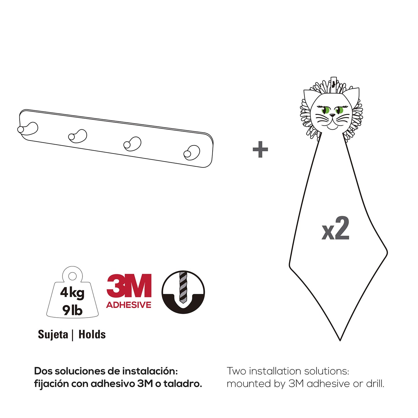 Vigar - Félix - Set Paños Secamanos de Microfibra y Colgador de Gancho