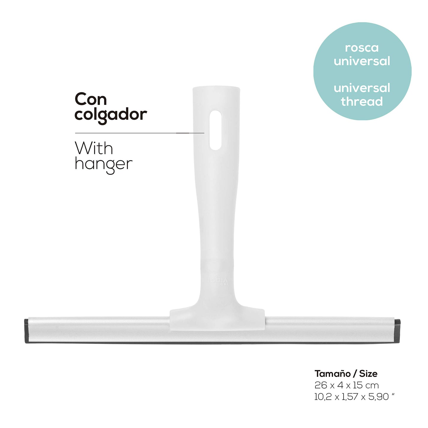 VIGAR - Rasqueta Limpiacristales - Ideal para Mampara de Ducha - Rascador Ideal para Ventanas, Mamparas y Lunas - Ecológico - No Raya ni Deja Marca