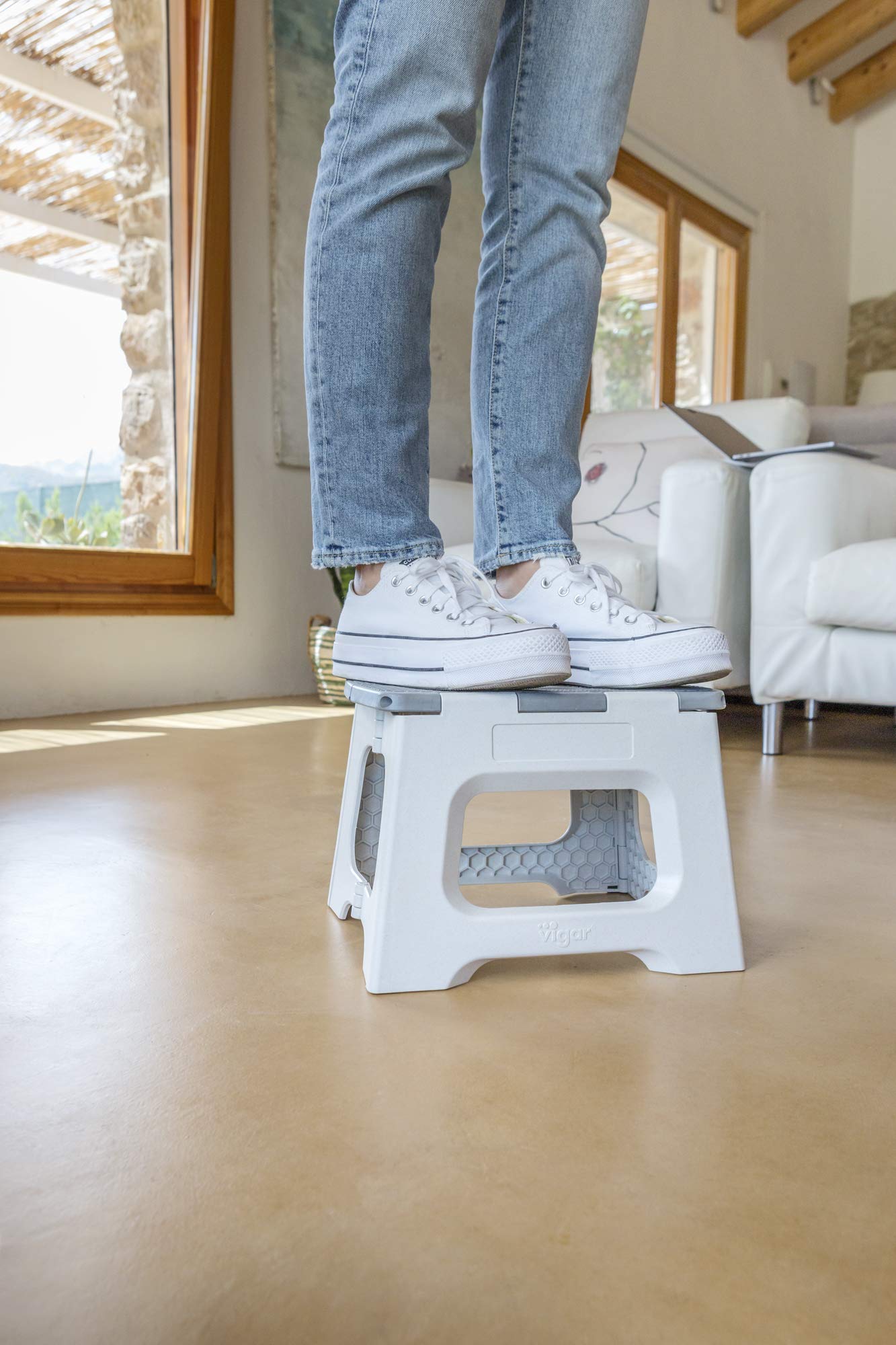 Taburete Plegable - Modelo Compact - 40 cm de Altura - 80% Plástico Reciclado - Cocina, Baño y Camping - Resiste hasta 150 kg