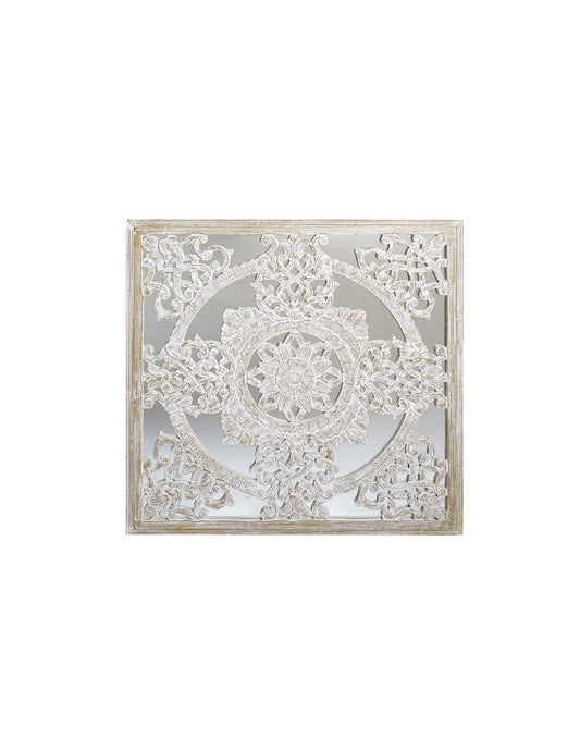 S3007685 Decoración de Pared Cristal Indio, Blanco, 90 x 2 x 90 cm