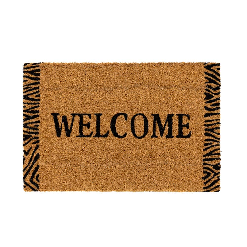 Felpudo Negro exótico de Fibra de Coco Natural de 40x60 cm (Welcome)