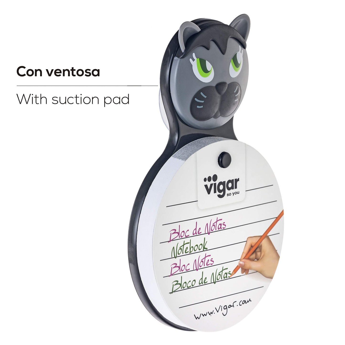 Bloc de Notas Frigorifico con Ventosa, Blanco y Negro, 11 x 3,5 x 12 cm