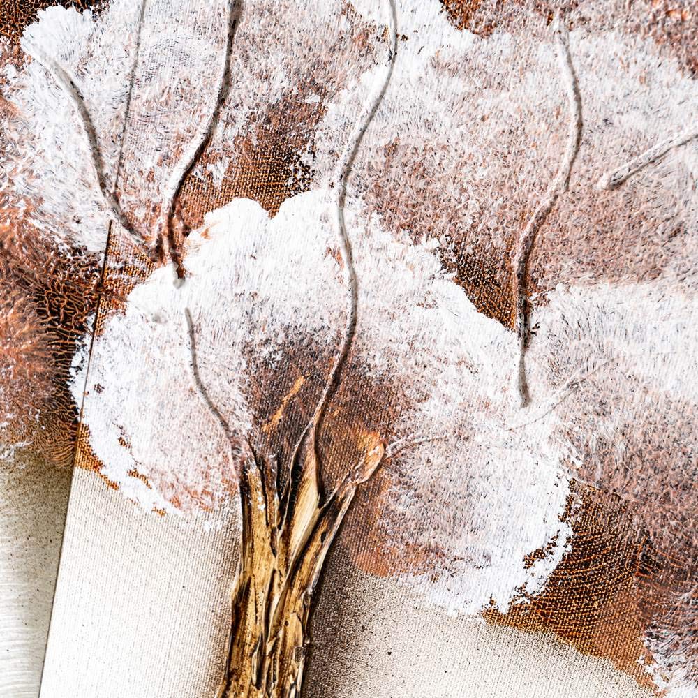 Cuadro cubrecontador Pintado en Lienzo con árbol marrón y Dorado para Cajas eléctricas de 46x31 cm