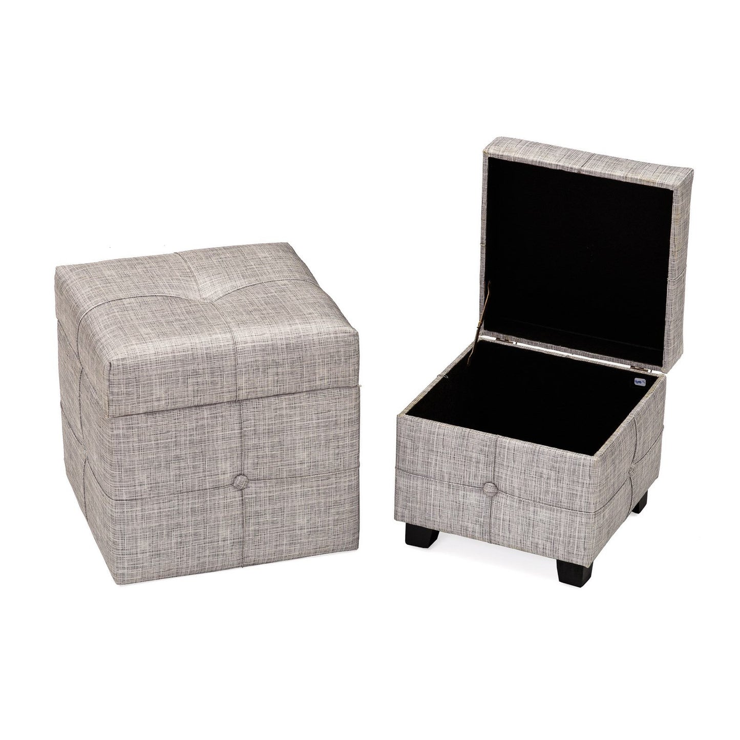 Puffs baúl modernos grises de madera para dormitorio Fantasy