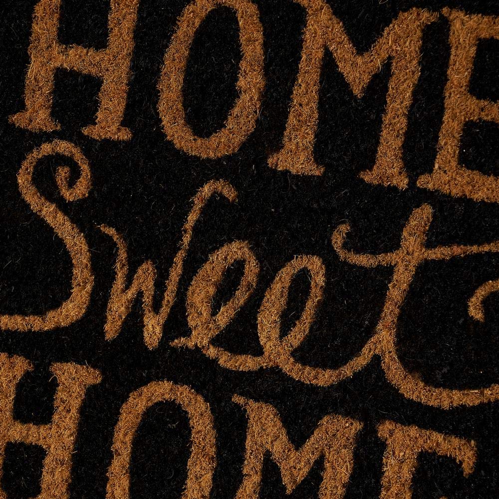 Felpudo Home Antideslizante Negro y marrón de Fibra de Coco de 60x40 cm.