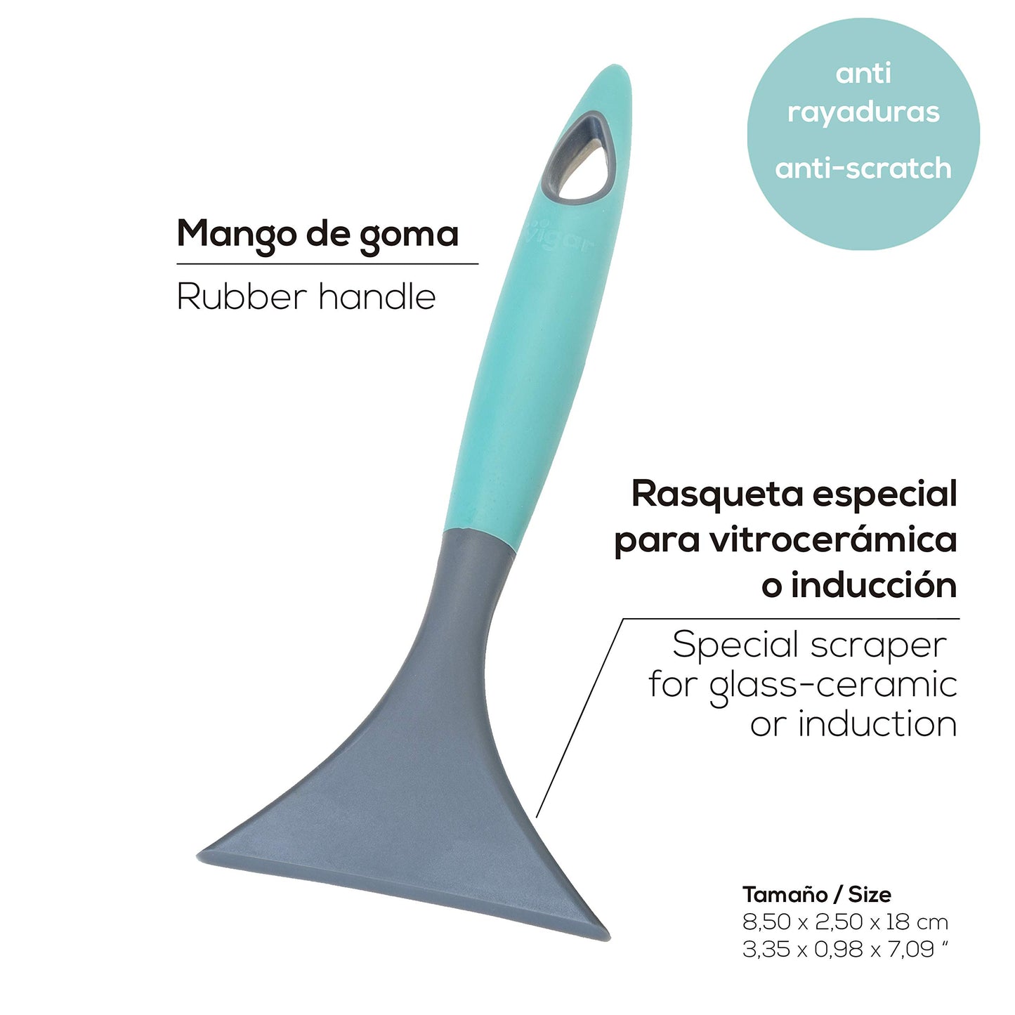 Vigar - Rasqueta Vitroceramica Induccion con Mango de Goma